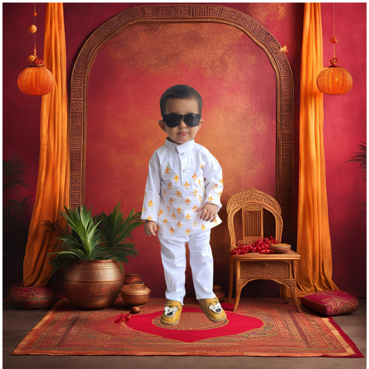 Babynjungle Kids 100% Cotton Hand Painted Ethnic Wear kurta set for Boys