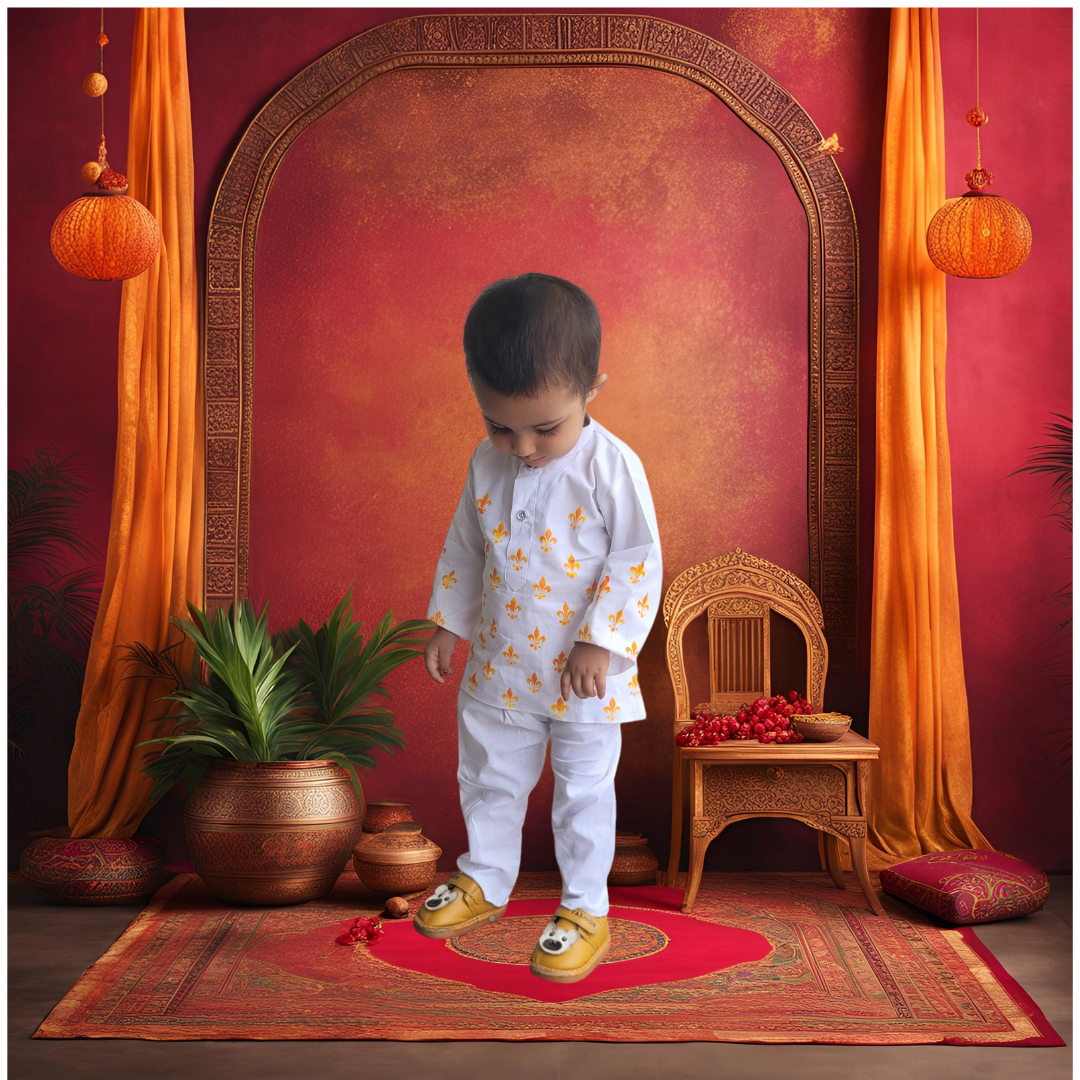 Babynjungle Kids 100% Cotton Hand Painted Ethnic Wear kurta set for Boys