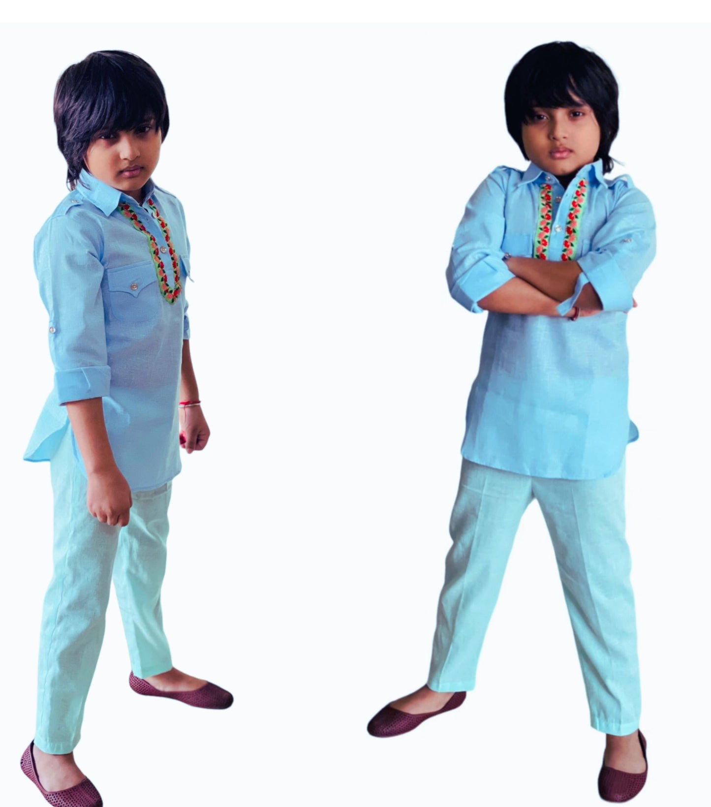 Babynjungle 100% Cotton Kids Ethnic Wear Pathani kurta set for Boys