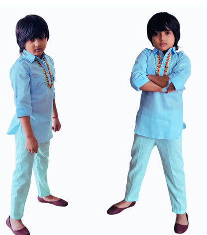 Babynjungle 100% Cotton Kids Ethnic Wear Pathani kurta set for Boys