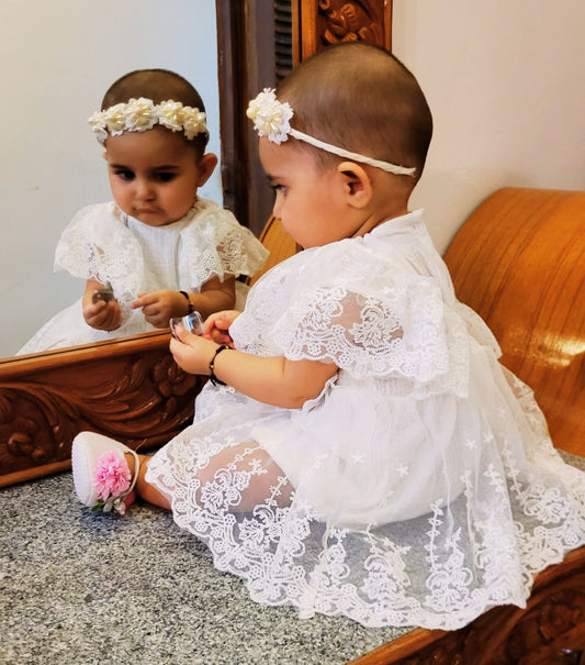 BabyNjungle Princess white Pearl  hand embroidered Hairaccessories for girls