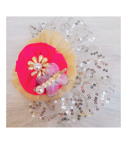 Babynjungle  Girls Hair Accessories pink sparkle Butterfly Net hair Clip