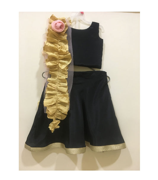 Babynjungle Kids Black Silk Ethnic lehengha choll  Set For Girls