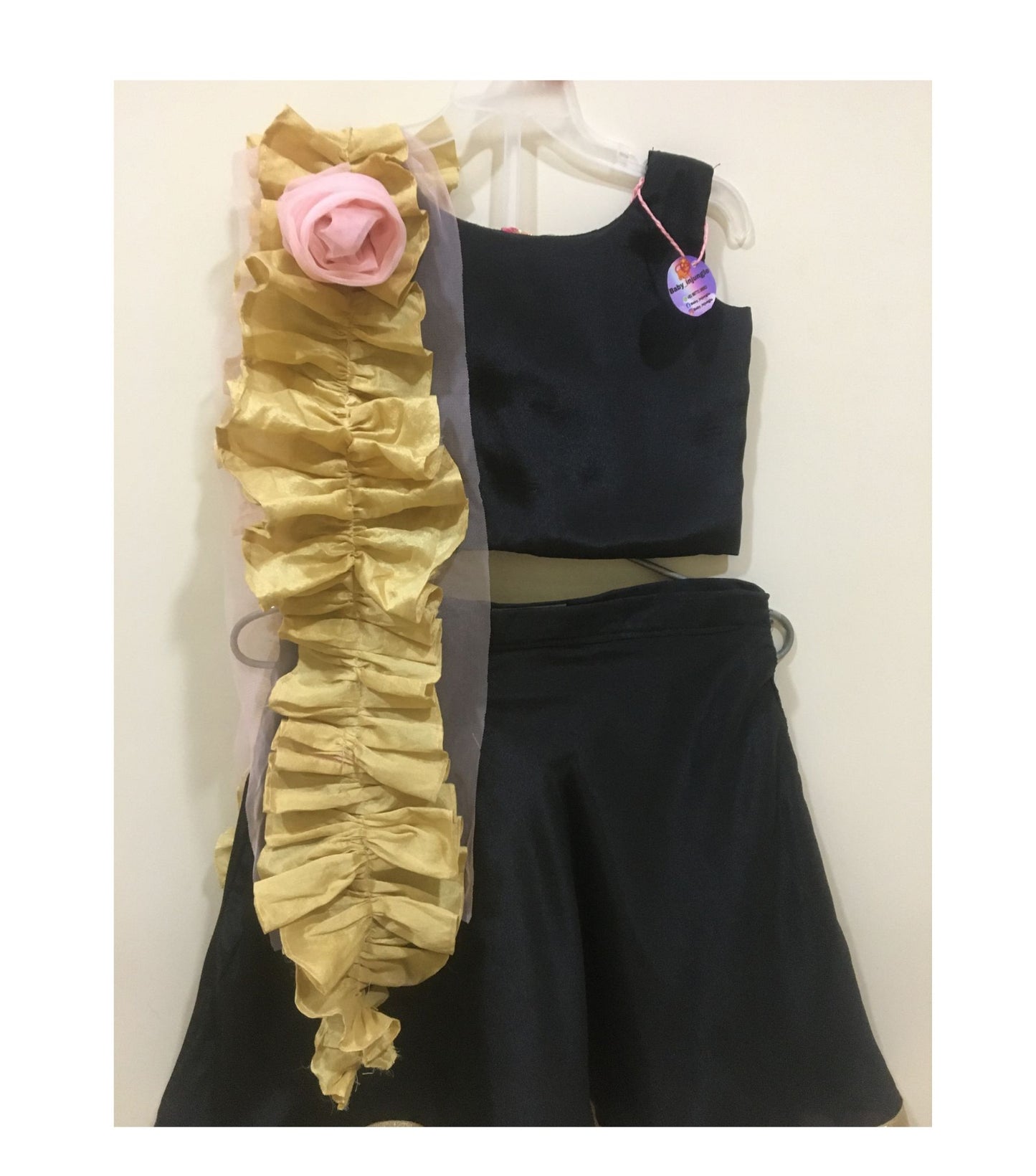 Babynjungle Kids Black Silk Ethnic lehengha choll  Set For Girls