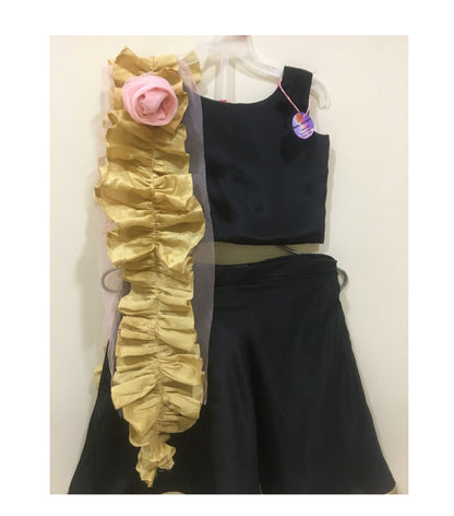 Babynjungle Kids Black Silk Ethnic lehengha choll  Set For Girls