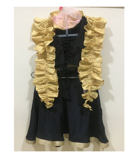 Babynjungle Kids Black Silk Ethnic lehengha choll  Set For Girls