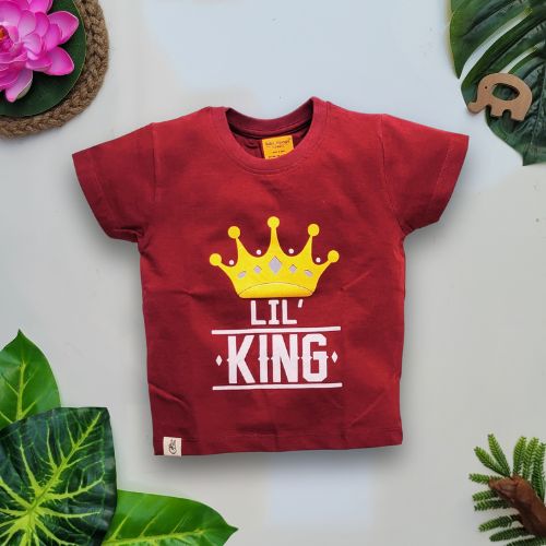 Babynjungle-infants Cotton Printed Meroon  Tshirt for Boys