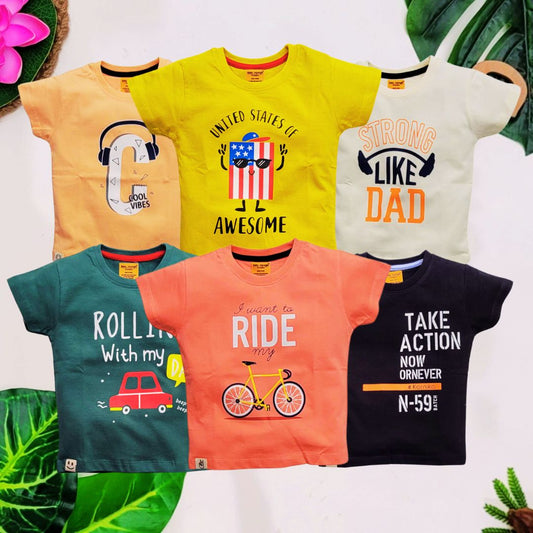 Babynjungle Multicoloured 5 Pieces in 1 set 100% Cotton Tshirt for Boys