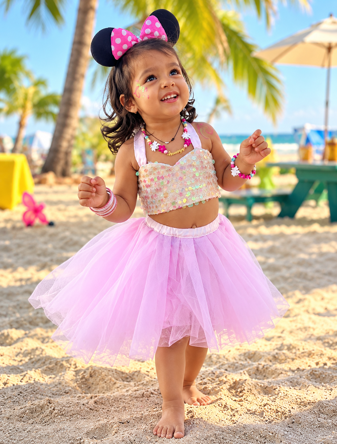 Girls Pastel Sequin Tutu Skirt Top Set | Sparkle Partywear Outfit – Hovea