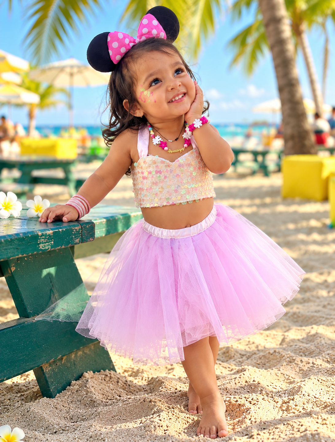 Girls Pastel Sequin Tutu Skirt Top Set | Sparkle Partywear Outfit – Hovea