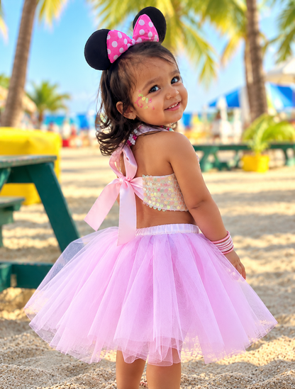 Girls Pastel Sequin Tutu Skirt Top Set | Sparkle Partywear Outfit – Hovea
