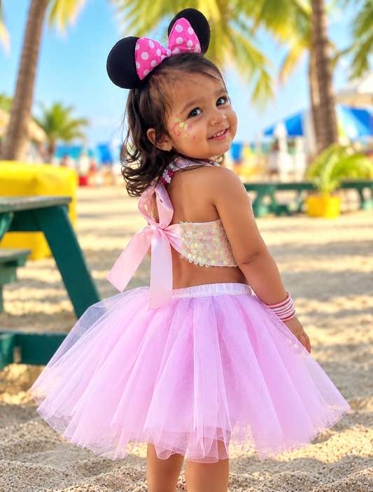 Girls Pastel Sequin Tutu Skirt Top Set | Sparkle Partywear Outfit – Hovea