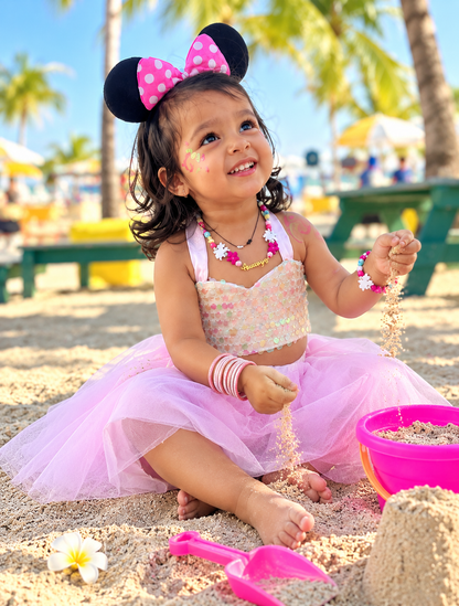 Girls Pastel Sequin Tutu Skirt Top Set | Sparkle Partywear Outfit – Hovea
