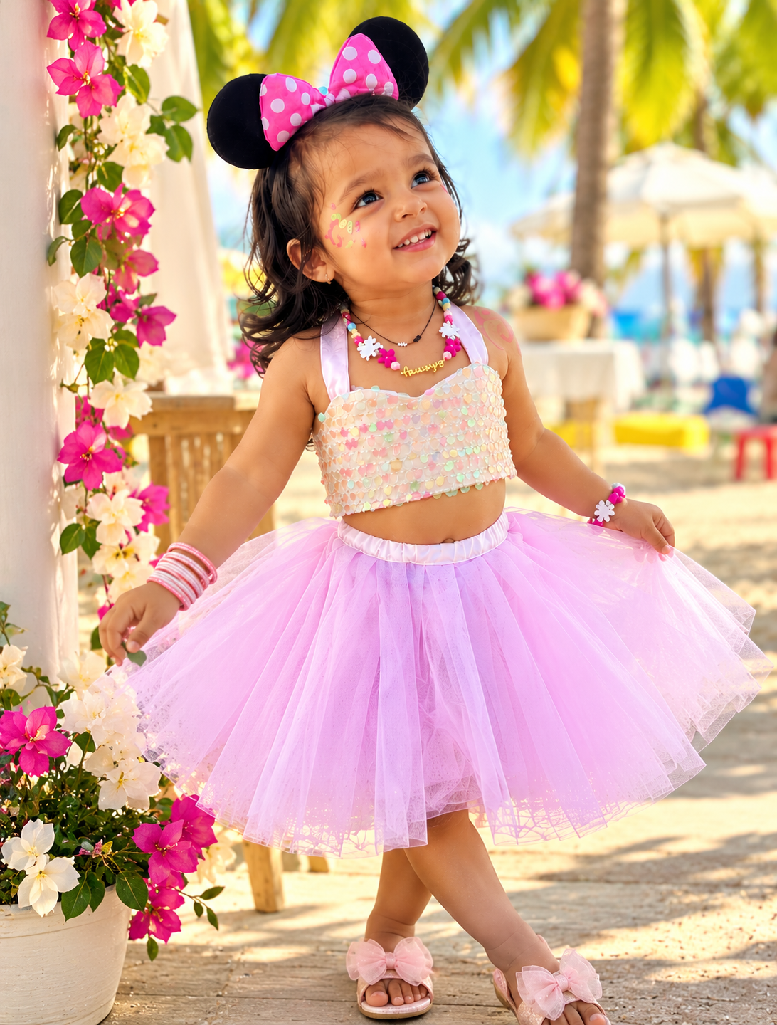Girls Pastel Sequin Tutu Skirt Top Set | Sparkle Partywear Outfit – Hovea