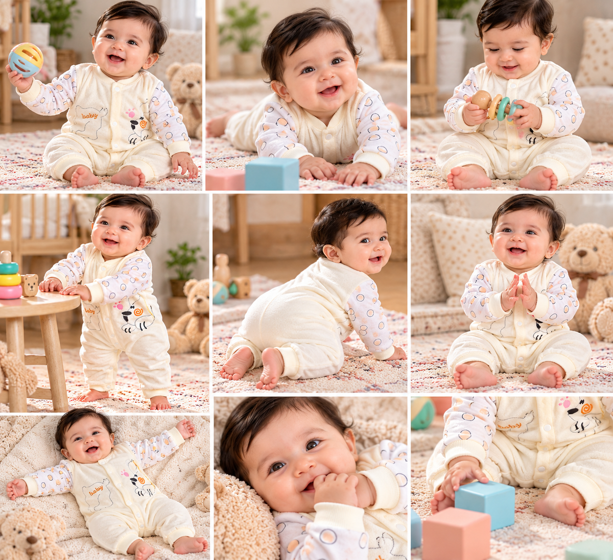 Baby Quilted Winter Romper for Boys & Girls – Pink & Cream