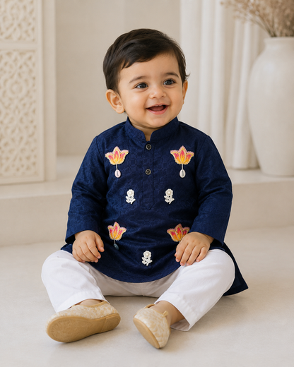 Hovea Maroon Cotton Ethnic wear kurta set for Boys