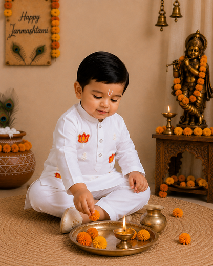 Hovea Maroon Cotton Ethnic wear kurta set for Boys
