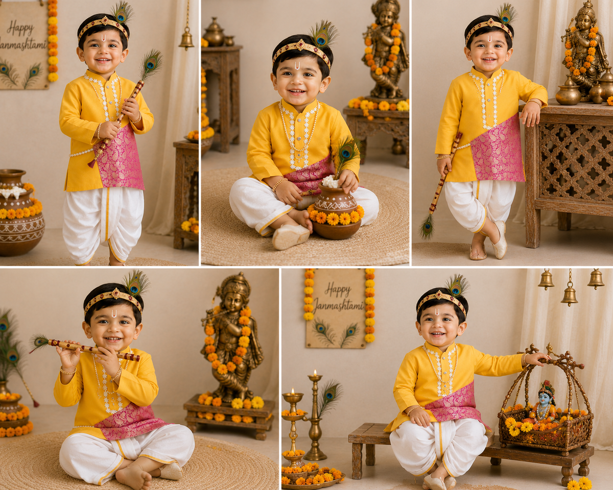 Hovea Cotton Yellow Kurta Ethnic wear for Boys
