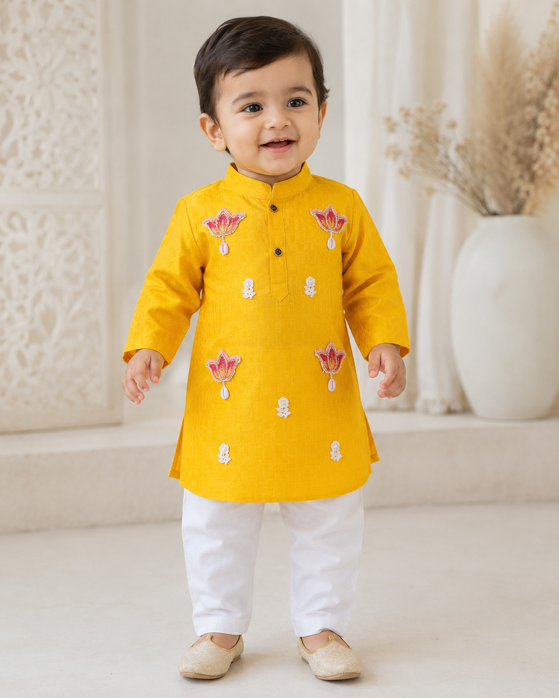 Hovea Maroon Cotton Ethnic wear kurta set for Boys