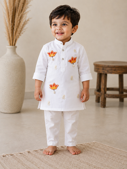 Hovea Maroon Cotton Ethnic wear kurta set for Boys