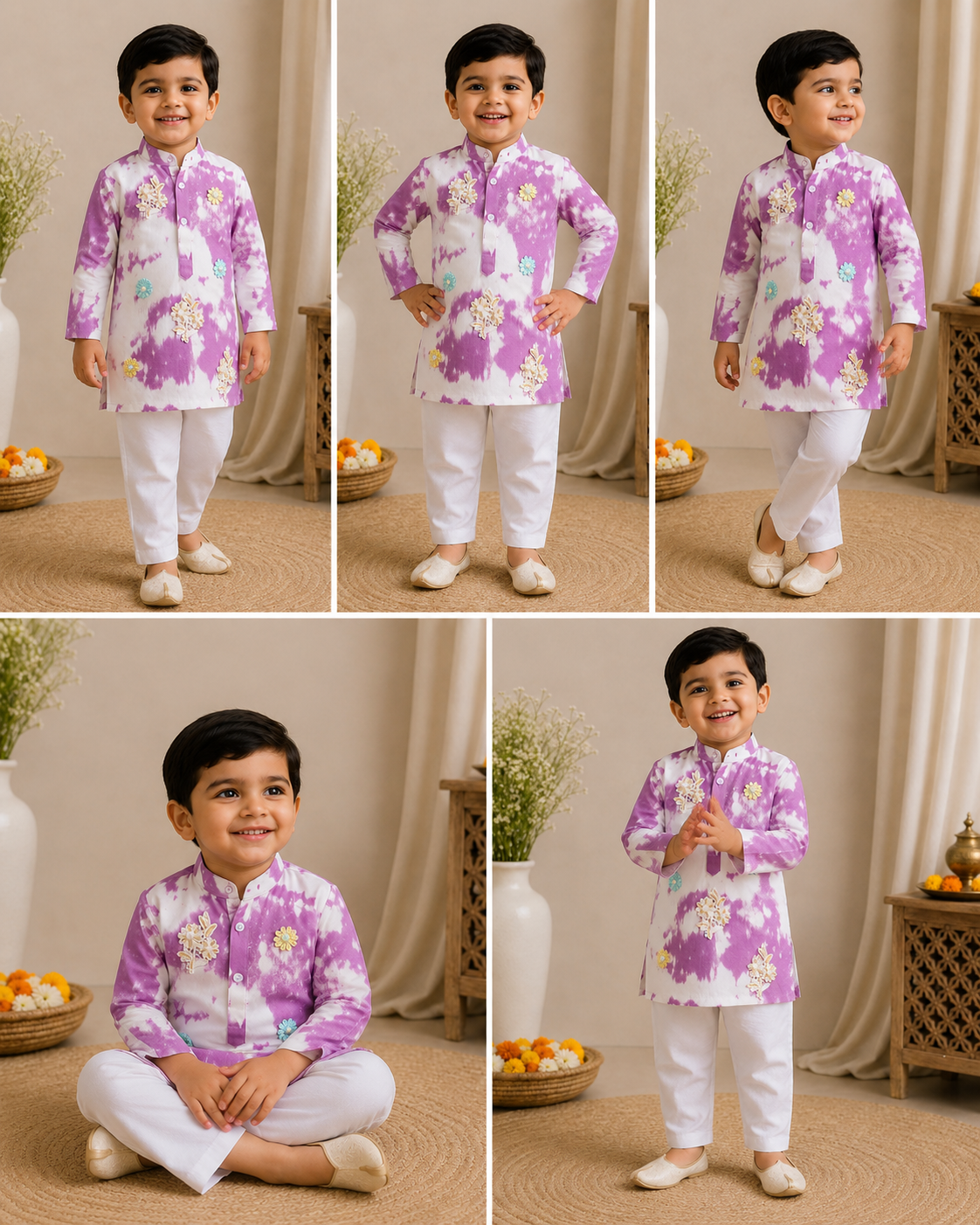 Tie and dye Cotton Ethnic kurta Set