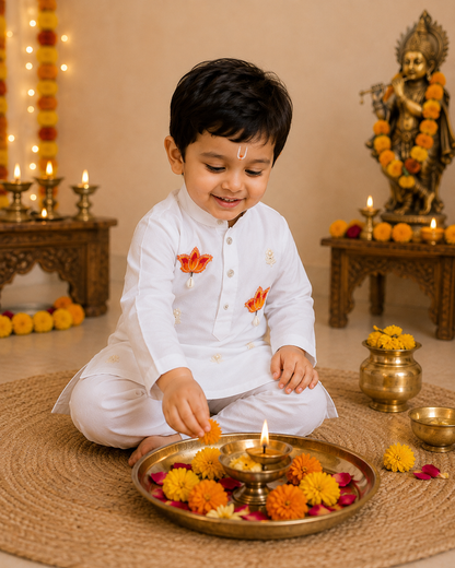 Hovea Maroon Cotton Ethnic wear kurta set for Boys