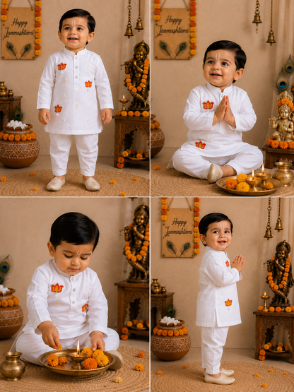Hovea Maroon Cotton Ethnic wear kurta set for Boys