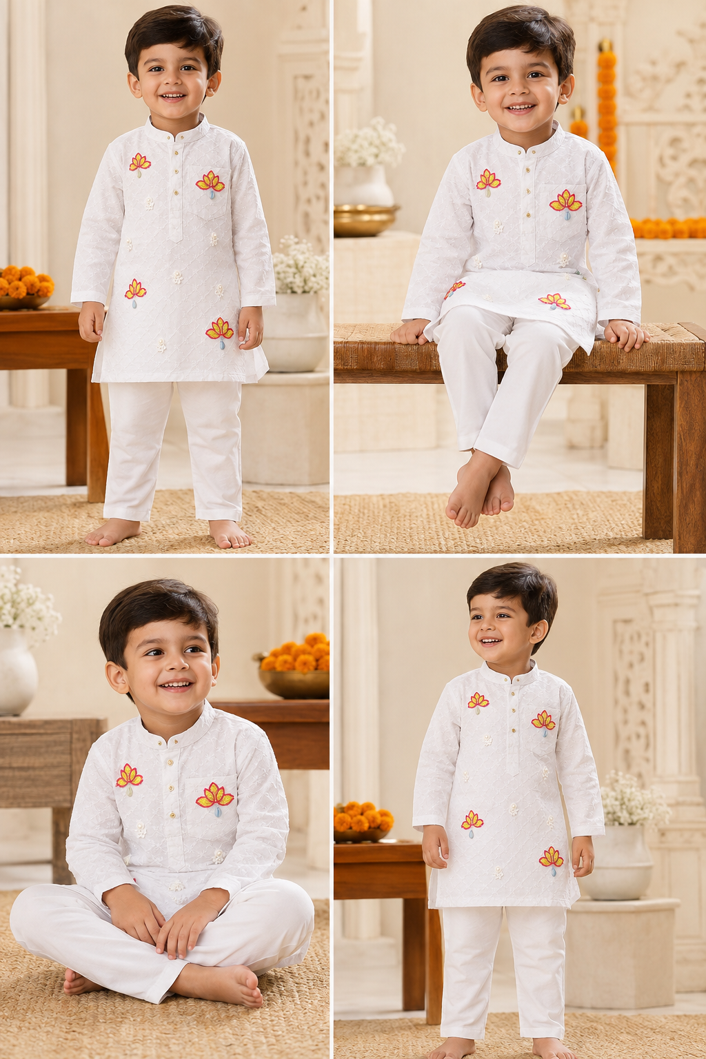 Hovea Cotton lakhnavi Hand Painted lotus kurta set